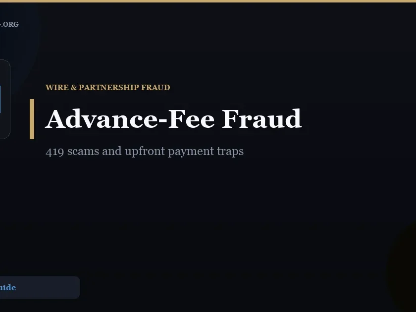 Advance-Fee Fraud Warning Signs: How to Spot 419 and Business Email Scams - ScamReporting.org