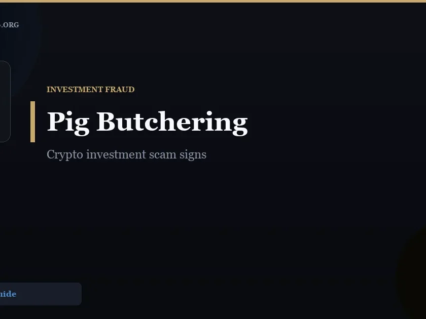 Pig Butchering Scam Signs: How to Spot Crypto Investment Fraud - ScamReporting.org