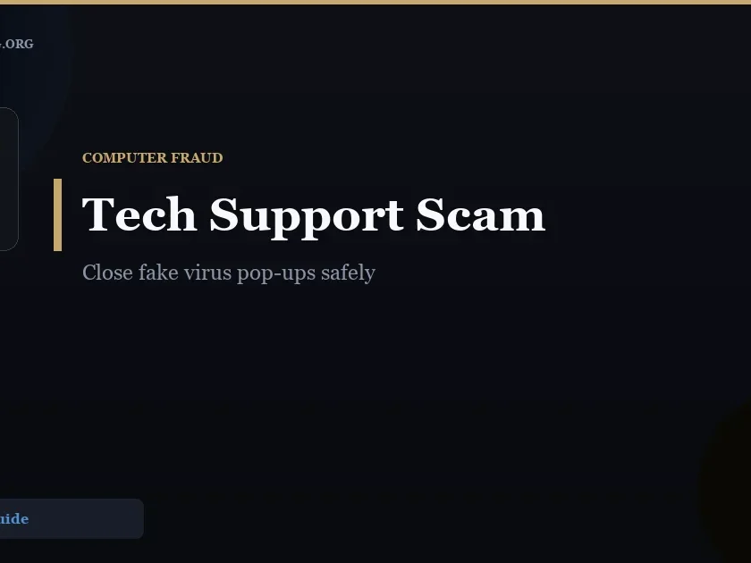 Tech Support Pop-Up Scam: How to Close Fake Virus Warnings Safely - ScamReporting.org